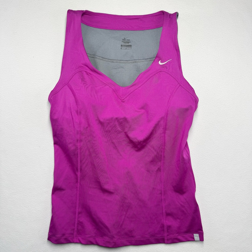 Nike Court Dri-FIT Tennis Tank Top Womens Medium Magenta Pink Built-in Bra